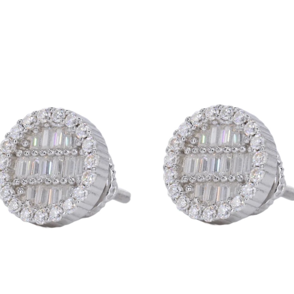 ROUND BAGUETTE INFILL VVS MOISSANITE DAIMOND EARRINGS